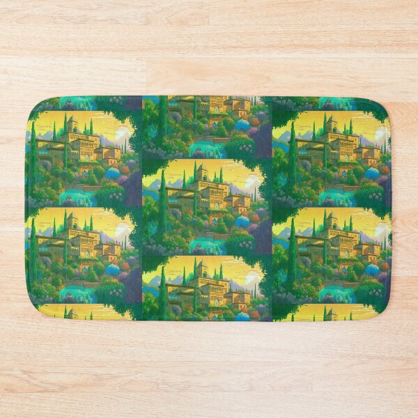 Item preview, The Alhambra, Granada, Spain, Yellow-green, AI Generated Art - A Famous Monument of Islamic Architecture designed and sold by studioSharonKay.