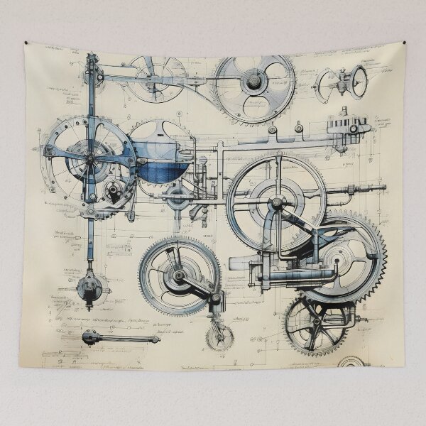 Item preview, Blue Cogged Machine Blueprint designed and sold by dcrc.