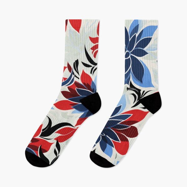 Artikelvorschau, Buntes Fantasiemuster schwarz weiß blau rot Ornamente entworfen und verkauft von G-M-Designs.