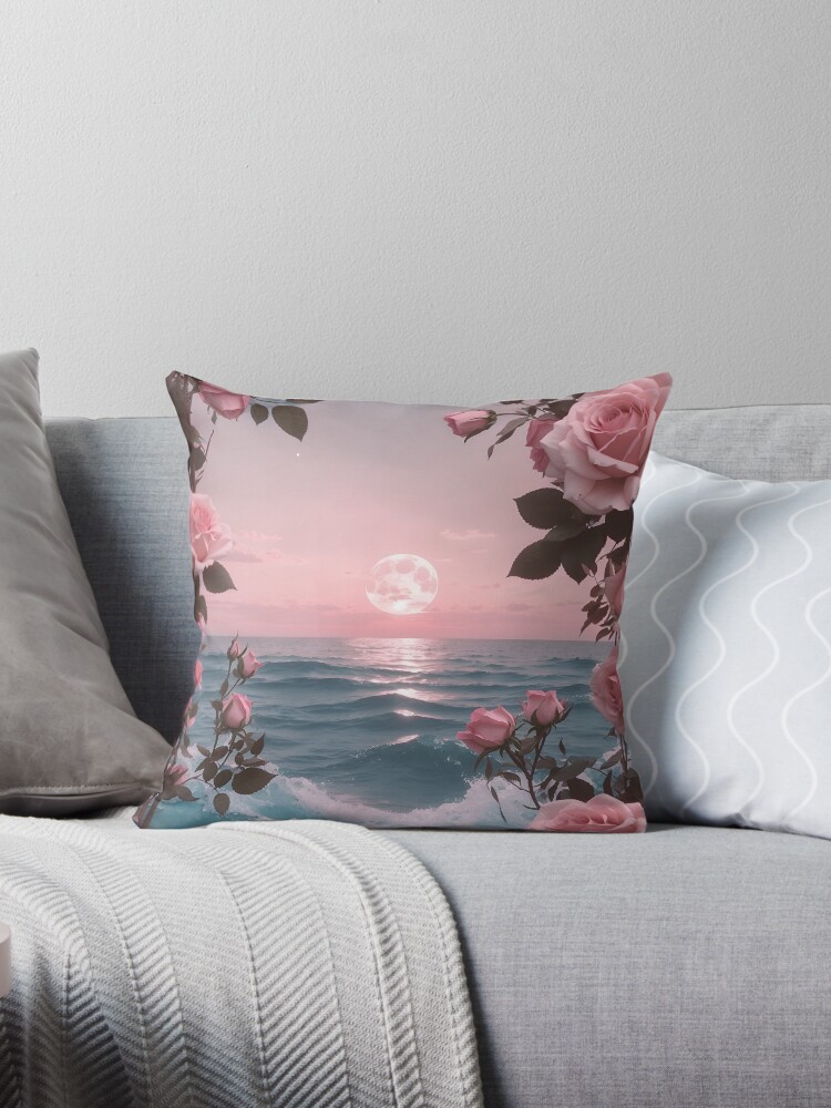 Pink flower throw discount pillow