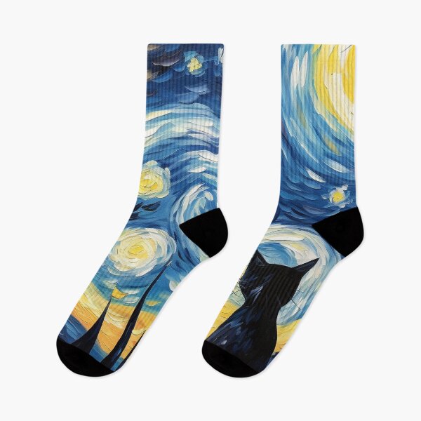 Item preview, Cat Van gogh Inspired Starry Night Painting for Van gogh Lovers designed and sold by Vangoholic.