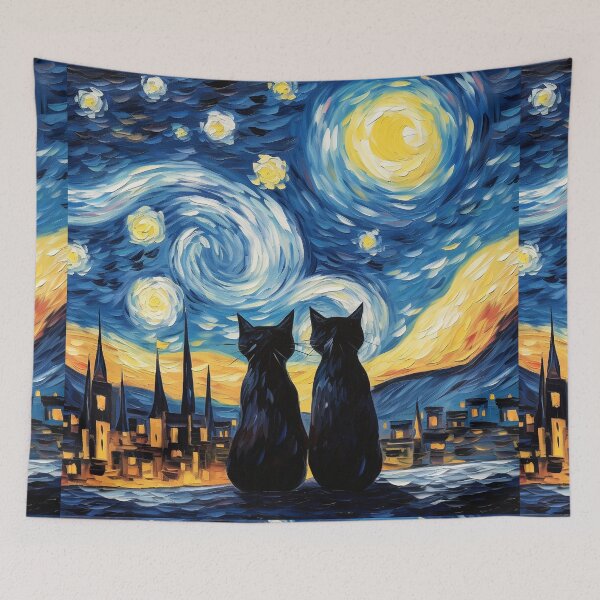 Item preview, Cat Van gogh Inspired Starry Night Painting for Van gogh Lovers designed and sold by Vangoholic.