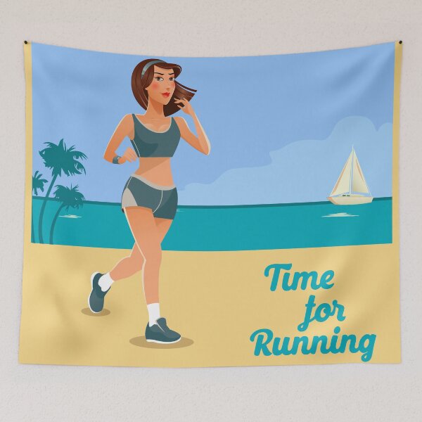 Item preview, Running Woman. Fit Girl Doing Sport Exercises. Woman Running on the Beach.  designed and sold by ivector.