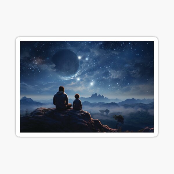 Item preview, Father and son looking at the stars designed and sold by VasaJeBre.