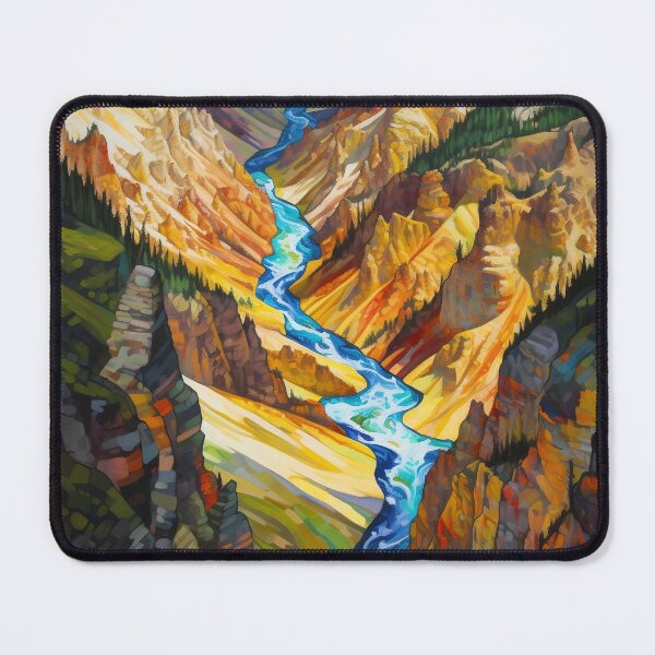 Item preview, Yellowstone National Park Waterstream, Wyoming, U.S.A, Original, AI Generated Art - A Breathtaking, Rugged American Wilderness designed and sold by studioSharonKay.