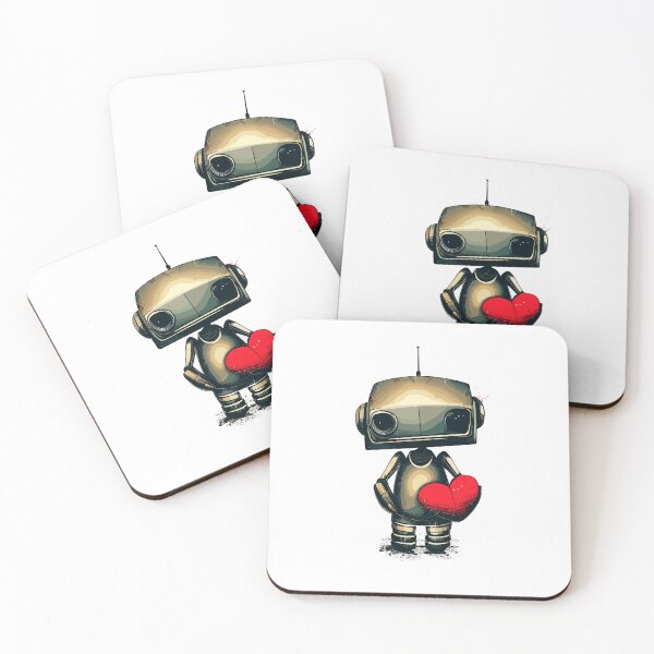 Item preview, Cute sad robot with red heart designed and sold by TomFrontierArt.
