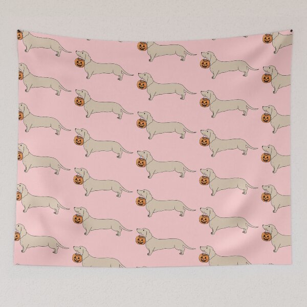 Item preview, Halloween light dachshund on pink designed and sold by Itsdomd.