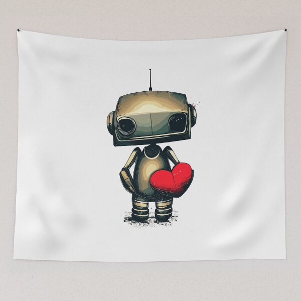 Item preview, Cute sad robot with red heart designed and sold by TomFrontierArt.