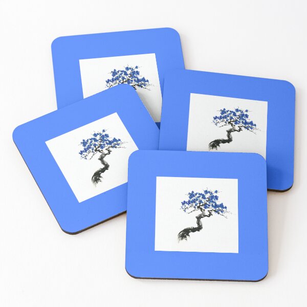 Item preview, Bonsai Cobalt Blue Blossoms Minimalist Ink designed and sold by ThuslySpokenArt.