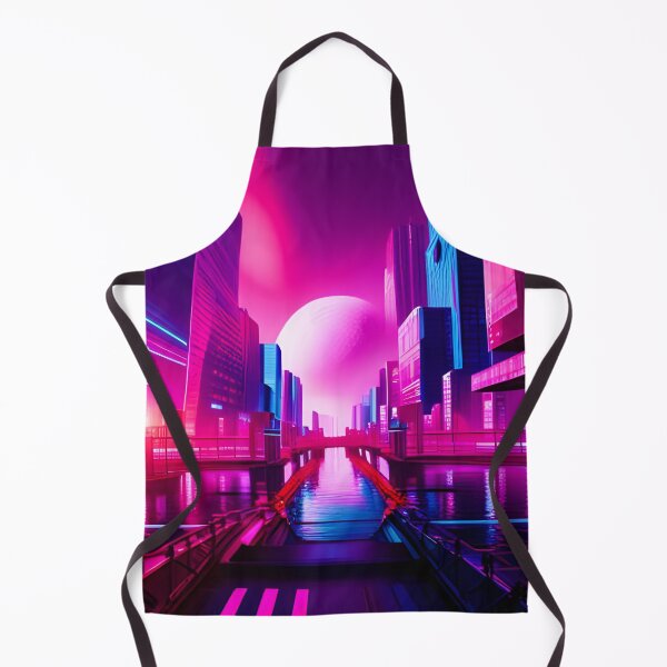 Item preview, Moon Rising Overhead A Vaporwave Cyber City designed and sold by Ink Art Design.