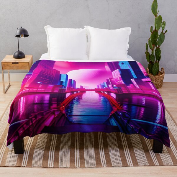 Item preview, Moon Rising Overhead A Vaporwave Cyber City designed and sold by Ink Art Design.