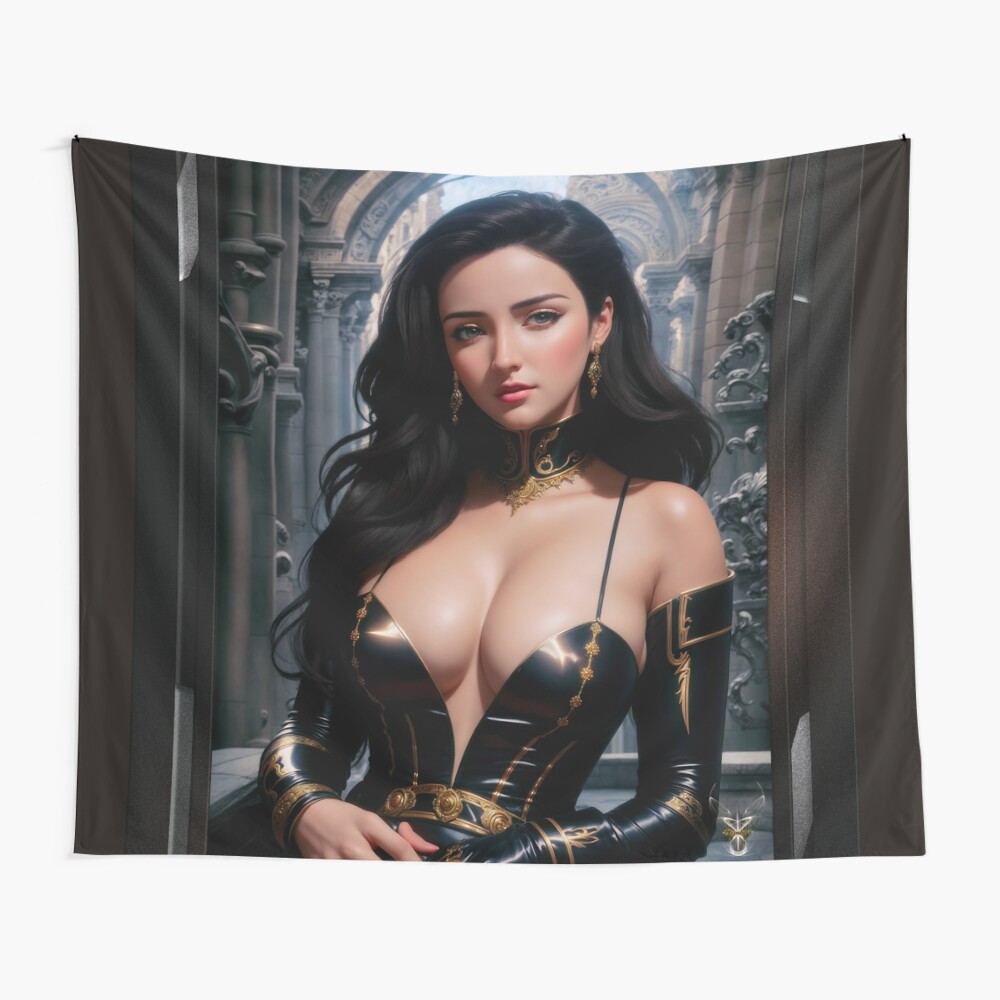 The Tenacious Astia Velai Beautiful AI Concept Art Portrait by Xzendor7 Decorative Tapestry