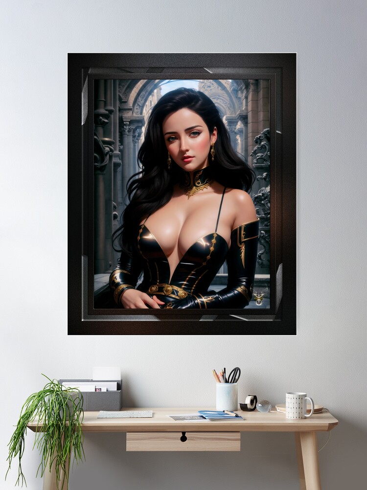 The Tenacious Astia Velai Beautiful AI Concept Art Portrait by Xzendor7 Wall Decor Poster