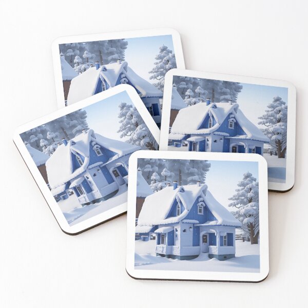 Item preview, Blue house on snowing  designed and sold by zangess1.