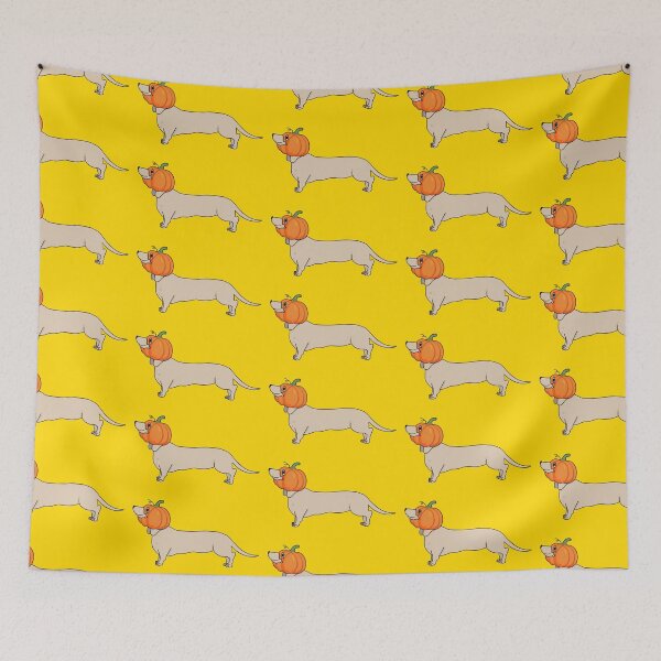 Item preview, Halloween Jack dachshund brown dot pumpkin yellow designed and sold by Itsdomd.