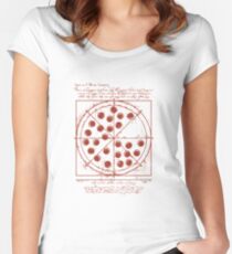 Vitruvianische Pizza Tailliertes Rundhals-Shirt