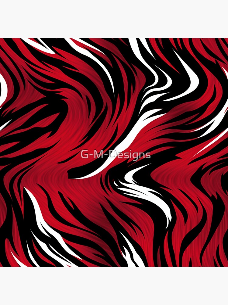 Sticker avec l'œuvre « Modèle fantaisie coloré noir blanc rouge