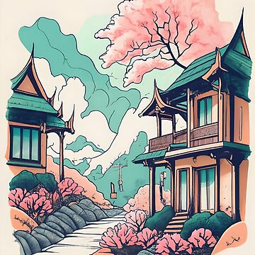 Artwork thumbnail, Old Traditional Thailand house Baan Drawing by Patricks-Art