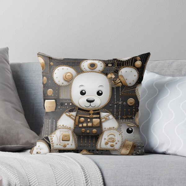 Item preview, Colorful fantasy pattern white gray gold black ornaments teddy noble designed and sold by G-M-Designs.