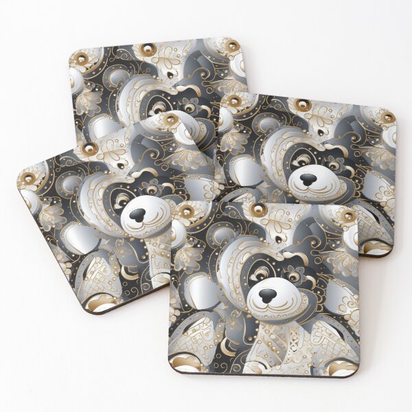Item preview, Colorful fantasy pattern white gray gold black ornaments teddy noble designed and sold by G-M-Designs.