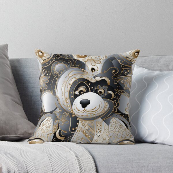 Item preview, Colorful fantasy pattern white gray gold black ornaments teddy noble designed and sold by G-M-Designs.