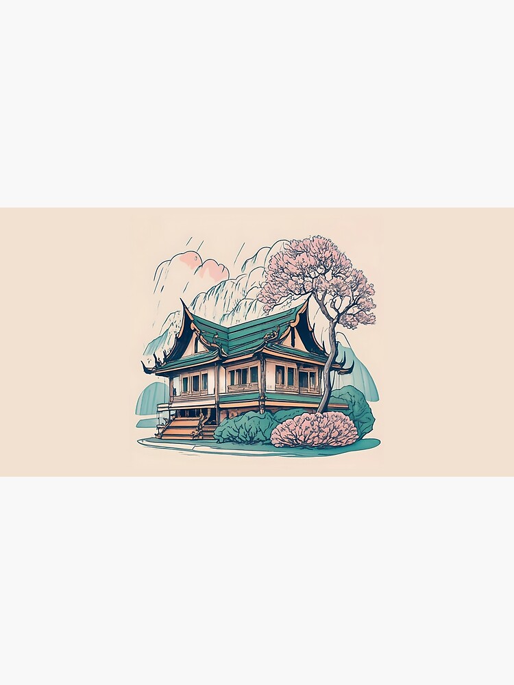 Thumbnail 5 of 5, Mouse Pad, Old Traditional Thailand house Baan Drawing designed and sold by Patricks-Art.
