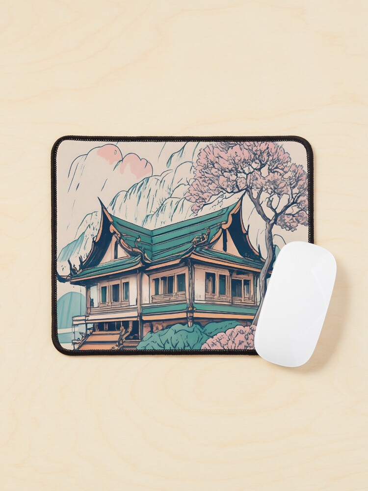 Thumbnail 1 of 5, Mouse Pad, Old Traditional Thailand house Baan Drawing designed and sold by Patricks-Art.