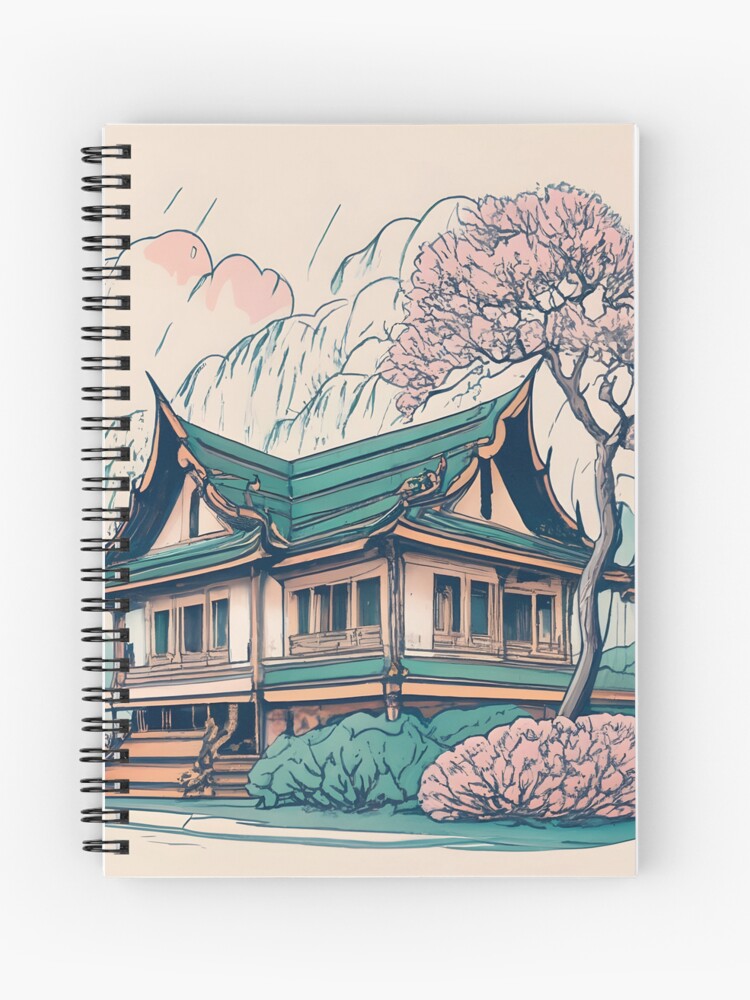 Thumbnail 1 of 3, Journal, Old Traditional Thailand house Baan Drawing designed and sold by Patricks-Art.