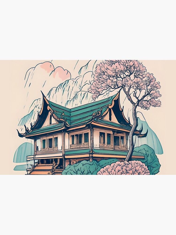 Thumbnail 2 of 2, Laptop Skin, Old Traditional Thailand house Baan Drawing designed and sold by Patricks-Art.