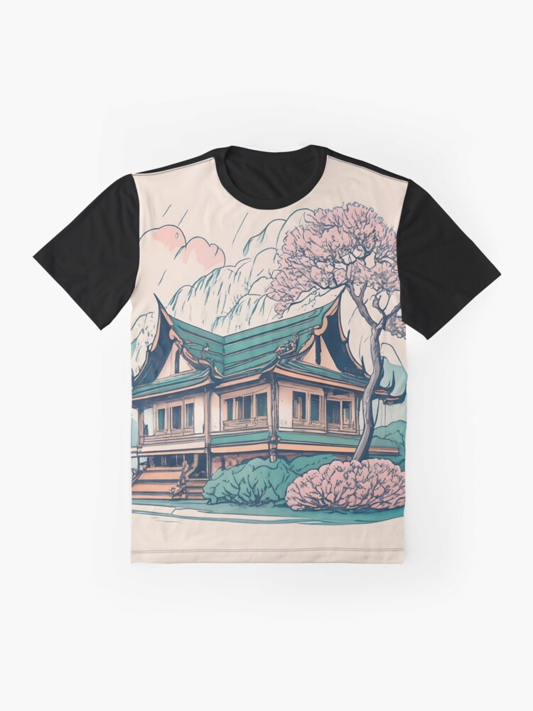 Thumbnail 4 of 5, Graphic T-Shirt, Old Traditional Thailand house Baan Drawing designed and sold by Patricks-Art.