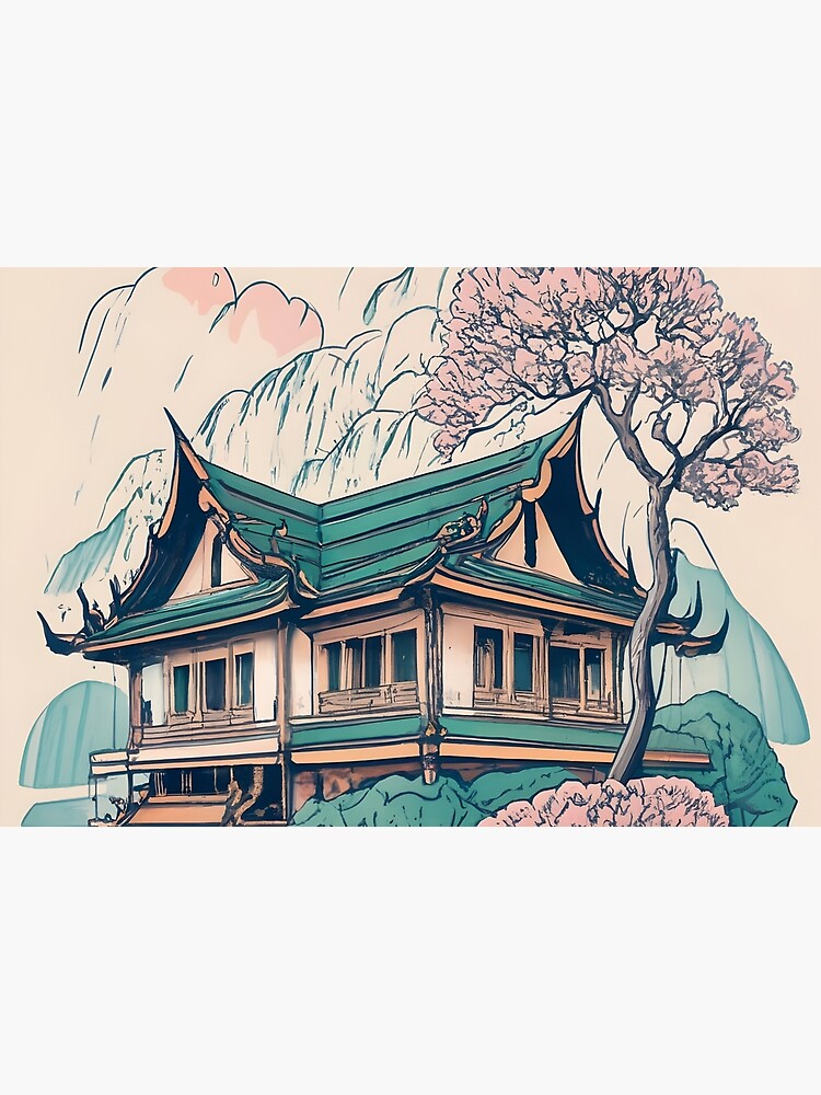 Thumbnail 3 of 3, Journal, Old Traditional Thailand house Baan Drawing designed and sold by Patricks-Art.