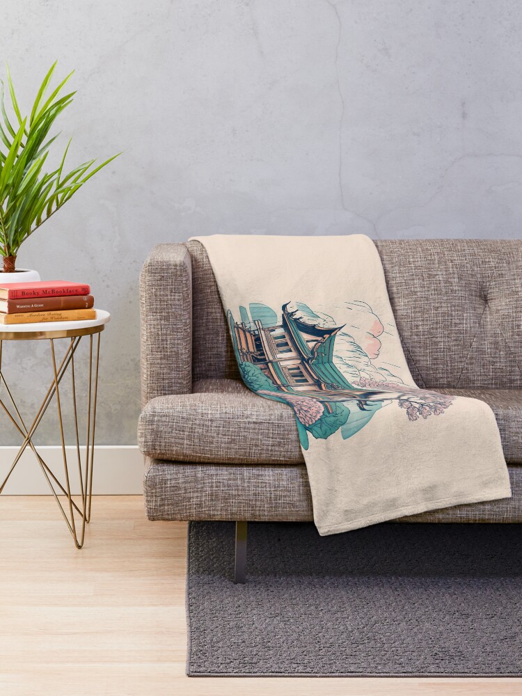 Thumbnail 2 of 6, Throw Blanket, Old Traditional Thailand house Baan Drawing designed and sold by Patricks-Art.