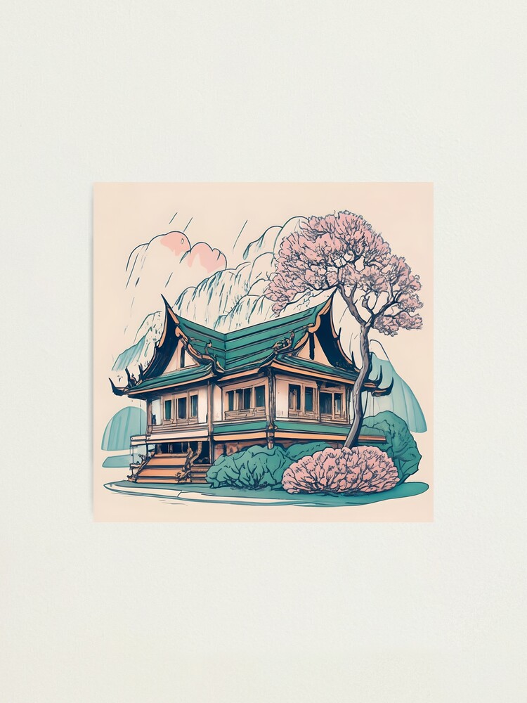 Thumbnail 1 of 3, Photographic Print, Old Traditional Thailand house Baan Drawing designed and sold by Patricks-Art.