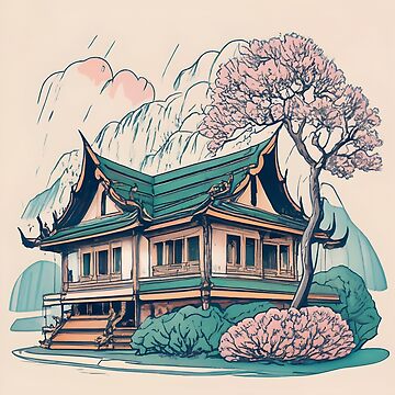 Artwork thumbnail, Old Traditional Thailand house Baan Drawing by Patricks-Art