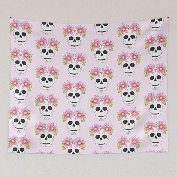 Item preview, Pink Decorated Flower Skull designed and sold by PancakeAndLoaf.