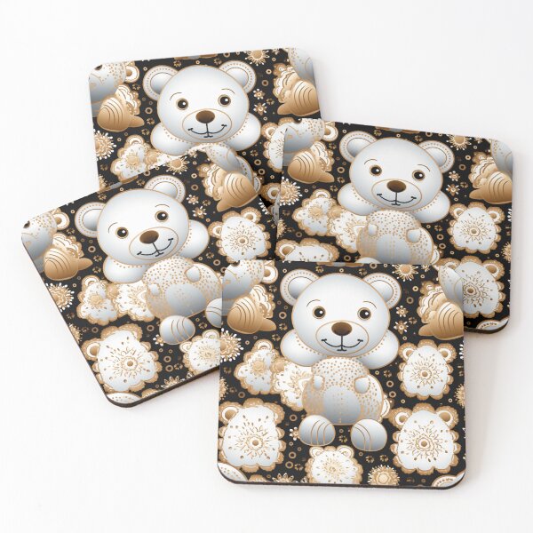 Item preview, Colorful fantasy pattern white gray gold black ornaments teddy noble designed and sold by G-M-Designs.