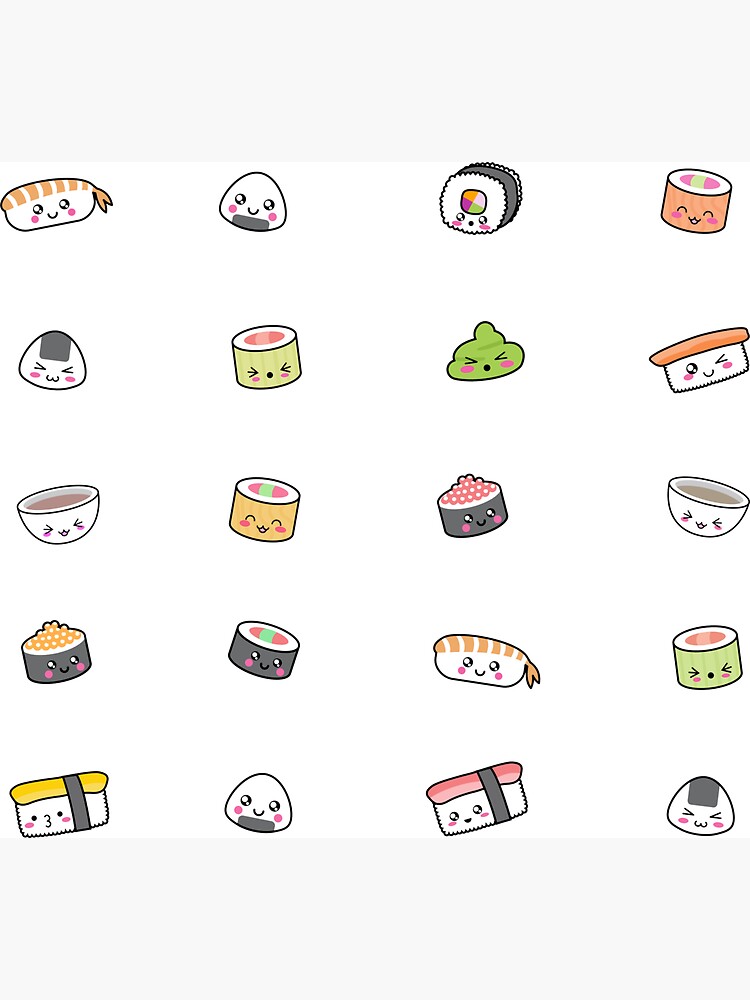 Happy kawaii sushi pattern by EuGeniaArt