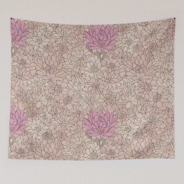 Artikelvorschau, Rosa Lineart Blumen entworfen und verkauft von Poetic Patterns Studio.