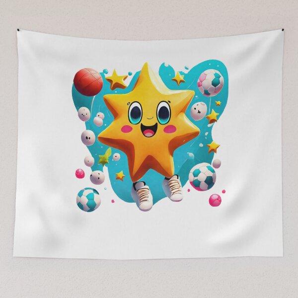 Item preview, Cartoon Star Character Smile Sports Balls Soccer Ball Basketball Volleyball Stopwatch Trophy Scoreboard designed and sold by Print-Online.