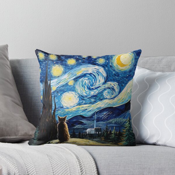 Item preview,  Cat Van gogh Inspired Starry Night Painting for Van gogh Lovers designed and sold by Vangoholic.