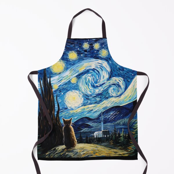Item preview, Cat Van gogh Inspired Starry Night Painting for Van gogh Lovers designed and sold by Vangoholic.