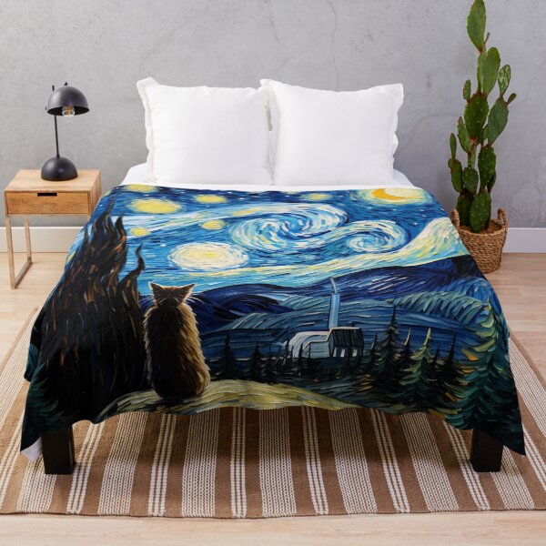 Item preview,  Cat Van gogh Inspired Starry Night Painting for Van gogh Lovers designed and sold by Vangoholic.