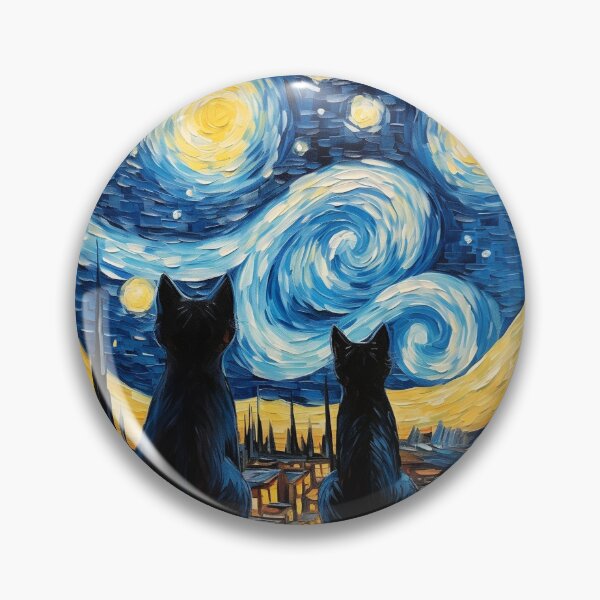 Item preview, Cat Van gogh Inspired Starry Night Painting for Van gogh Lovers designed and sold by Vangoholic.