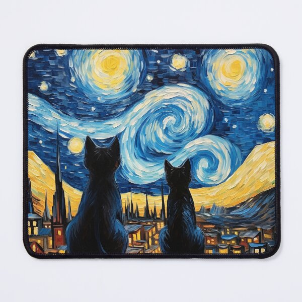 Item preview, Cat Van gogh Inspired Starry Night Painting for Van gogh Lovers designed and sold by Vangoholic.
