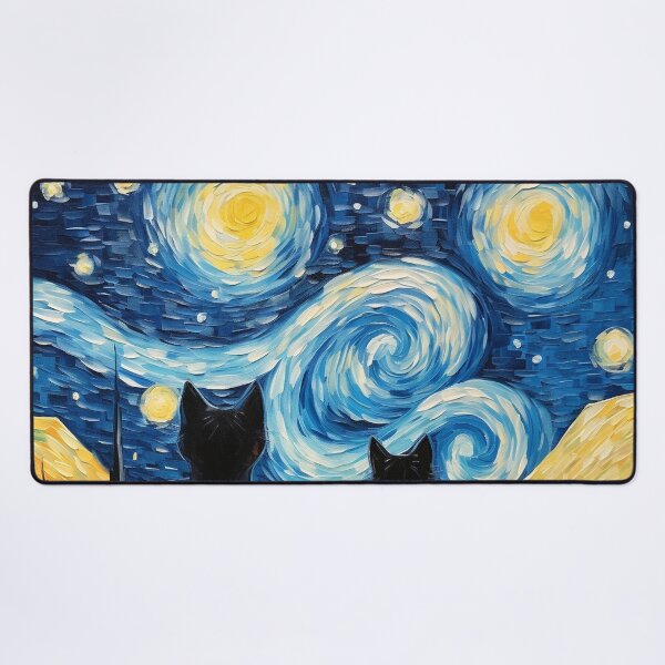 Item preview, Cat Van gogh Inspired Starry Night Painting for Van gogh Lovers designed and sold by Vangoholic.