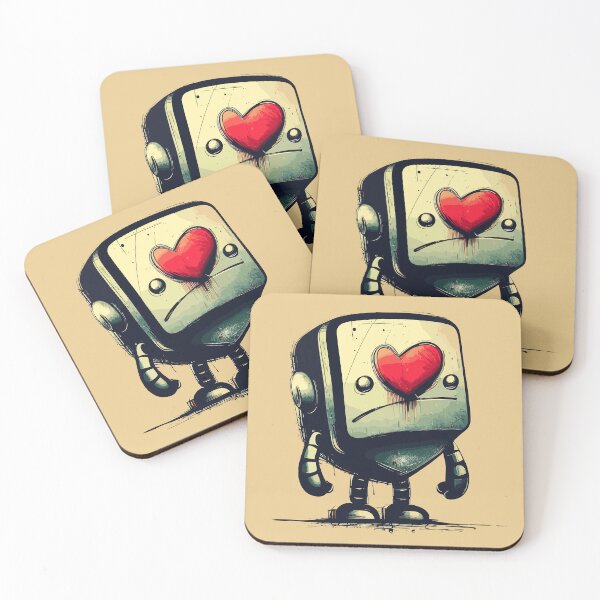 Item preview, Cute clumsy sad valentine retro robot designed and sold by TomFrontierArt.