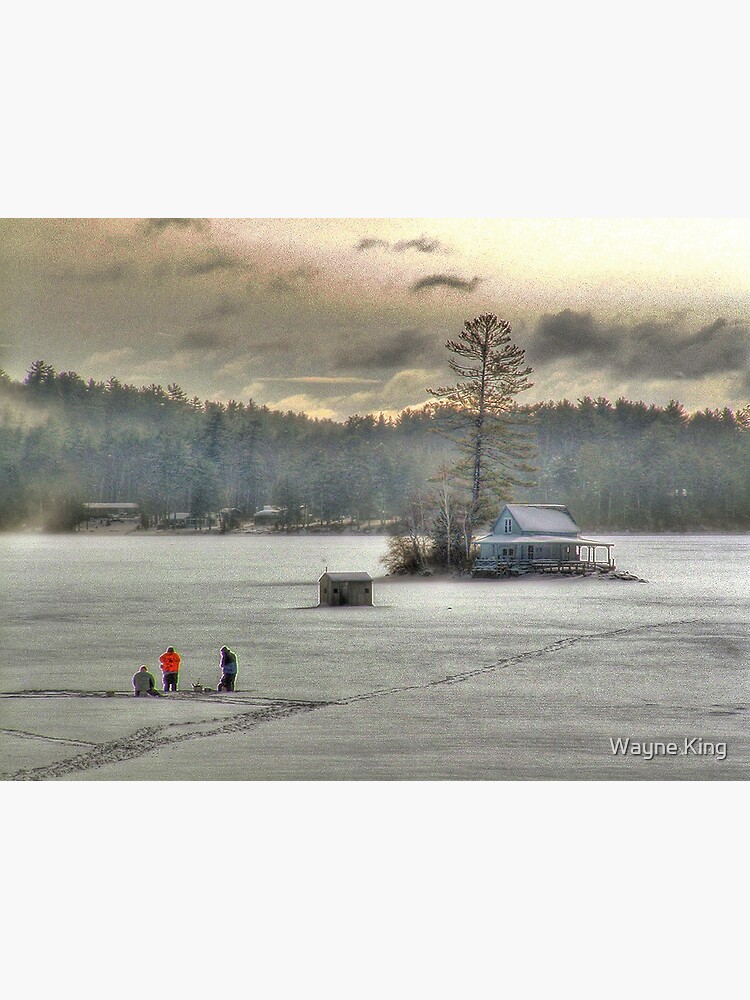 Warm Glow on a Cool Scene - Ice Fishing on Newfound Lake by waynedking