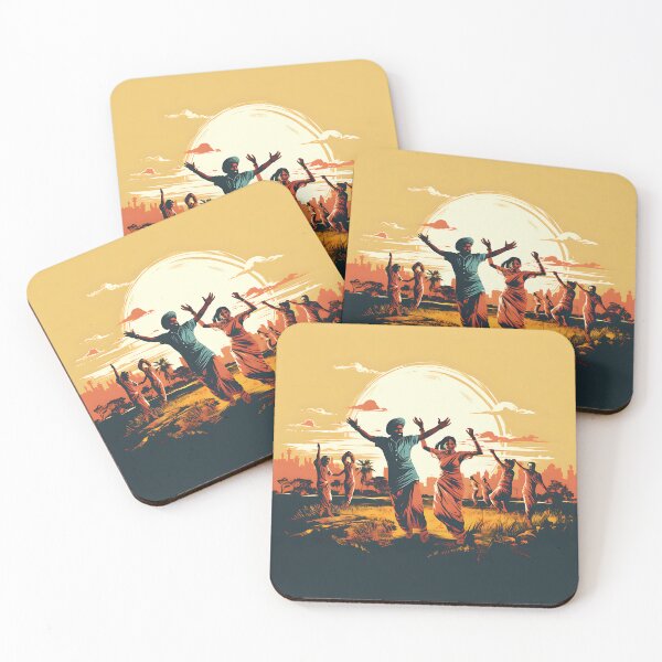 Item preview, Bhangra Dancers In Village Colourful Sunset designed and sold by PioneerX1.