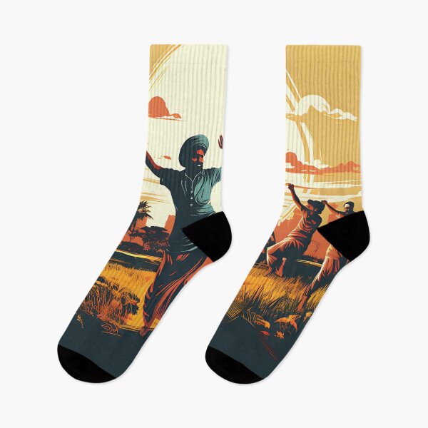 Item preview, Bhangra Dancers In Village Colourful Sunset designed and sold by PioneerX1.
