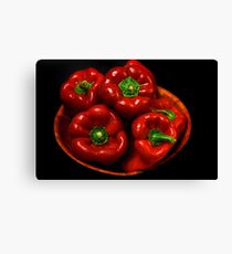 Bowl Of Red Capsicums Canvas Print